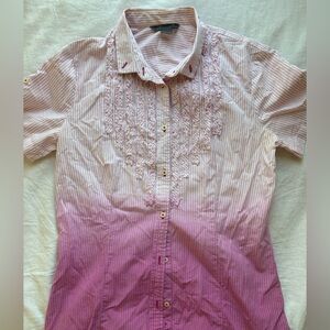 Armani Exchange Magenta and White Striped Button Down Shirt